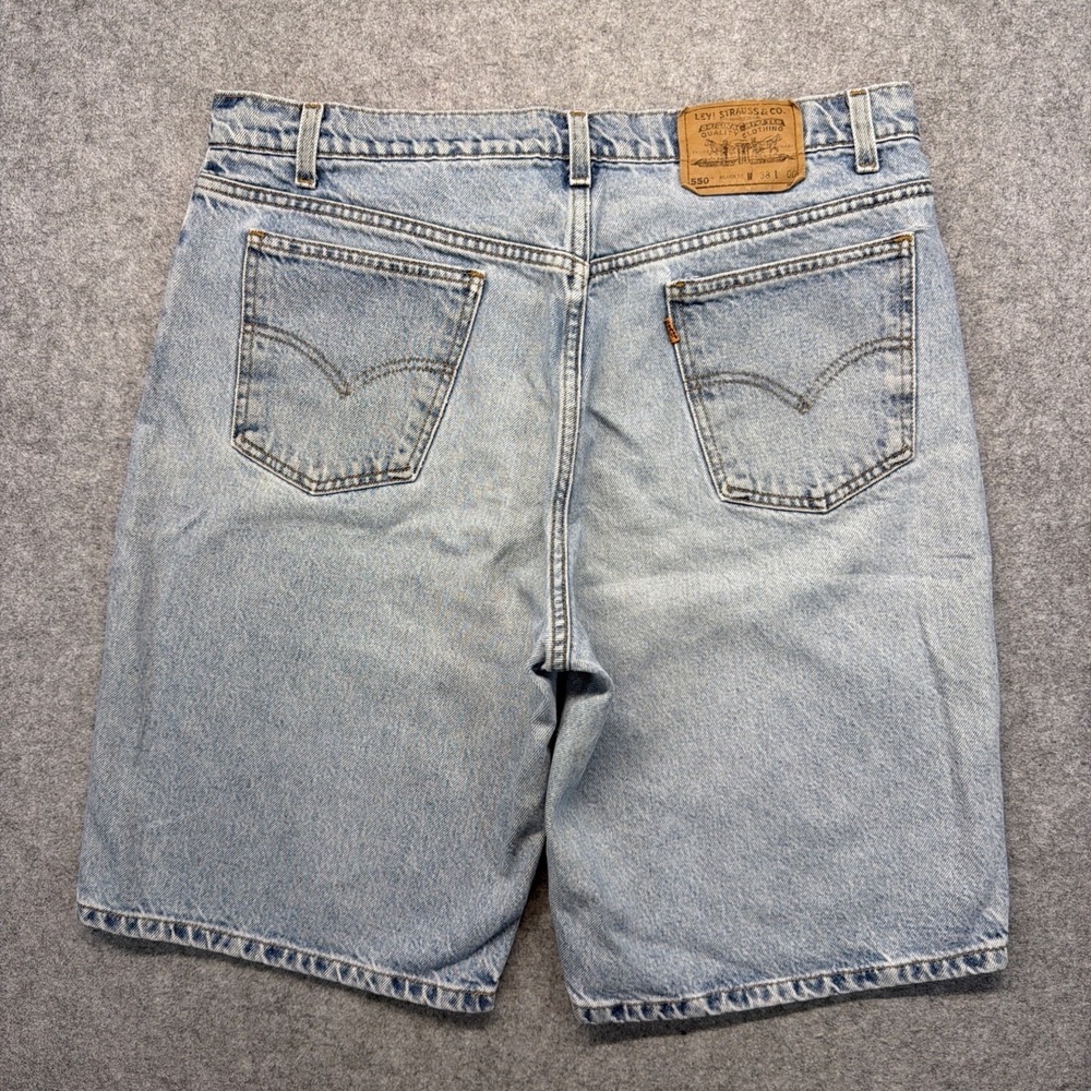 Vintage 90s Levis 550 Orange Tab Shorts Mens 38 (Actual 36) Blue Denim Relaxed